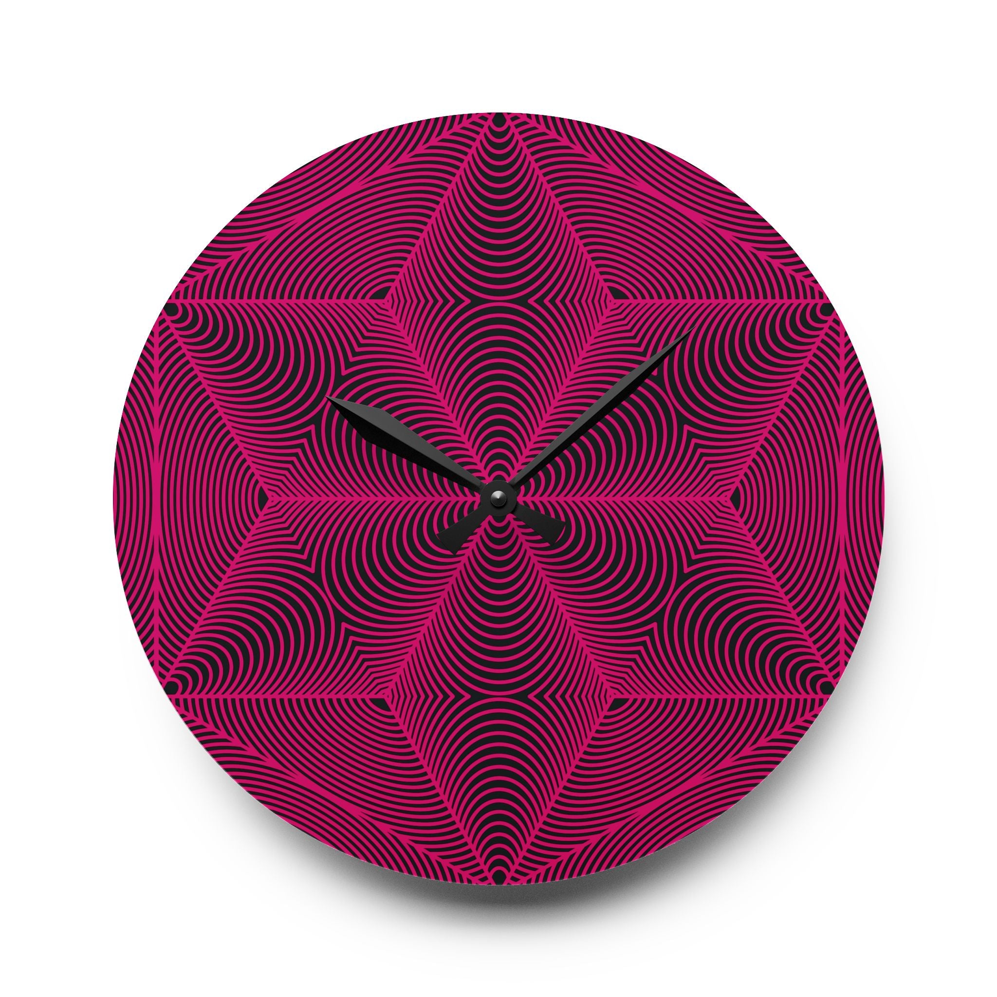 Asanoha Sacred Geometry Graphi Pink Optical Illusion Acrylic Wall Clock