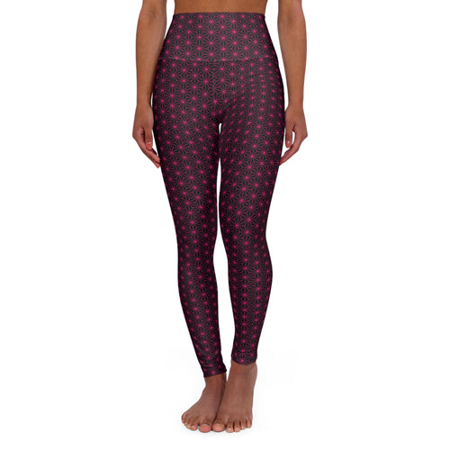 Asanoha Pattern / High Waisted Yoga Leggings / Pink