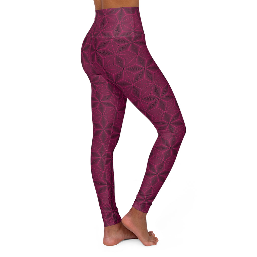 Asanoha Sacred Geometry Graphi / High Waisted Yoga Leggings / Pink