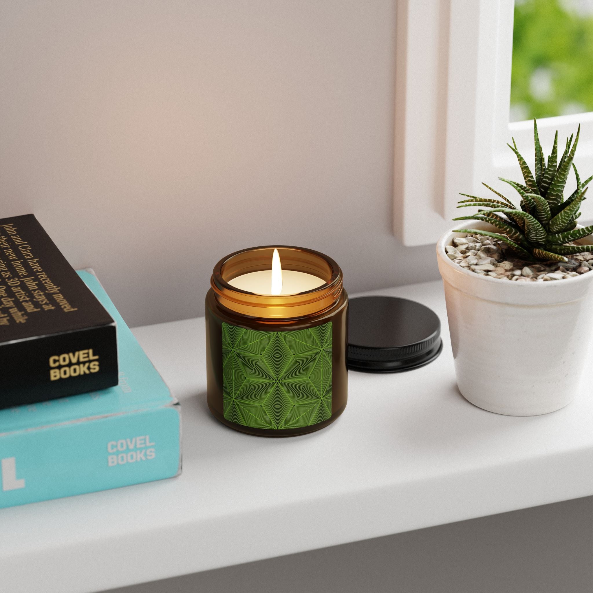 Asanoha Sacred Geometry Graphi — Soy Candle  (Scented, Multi-Size)