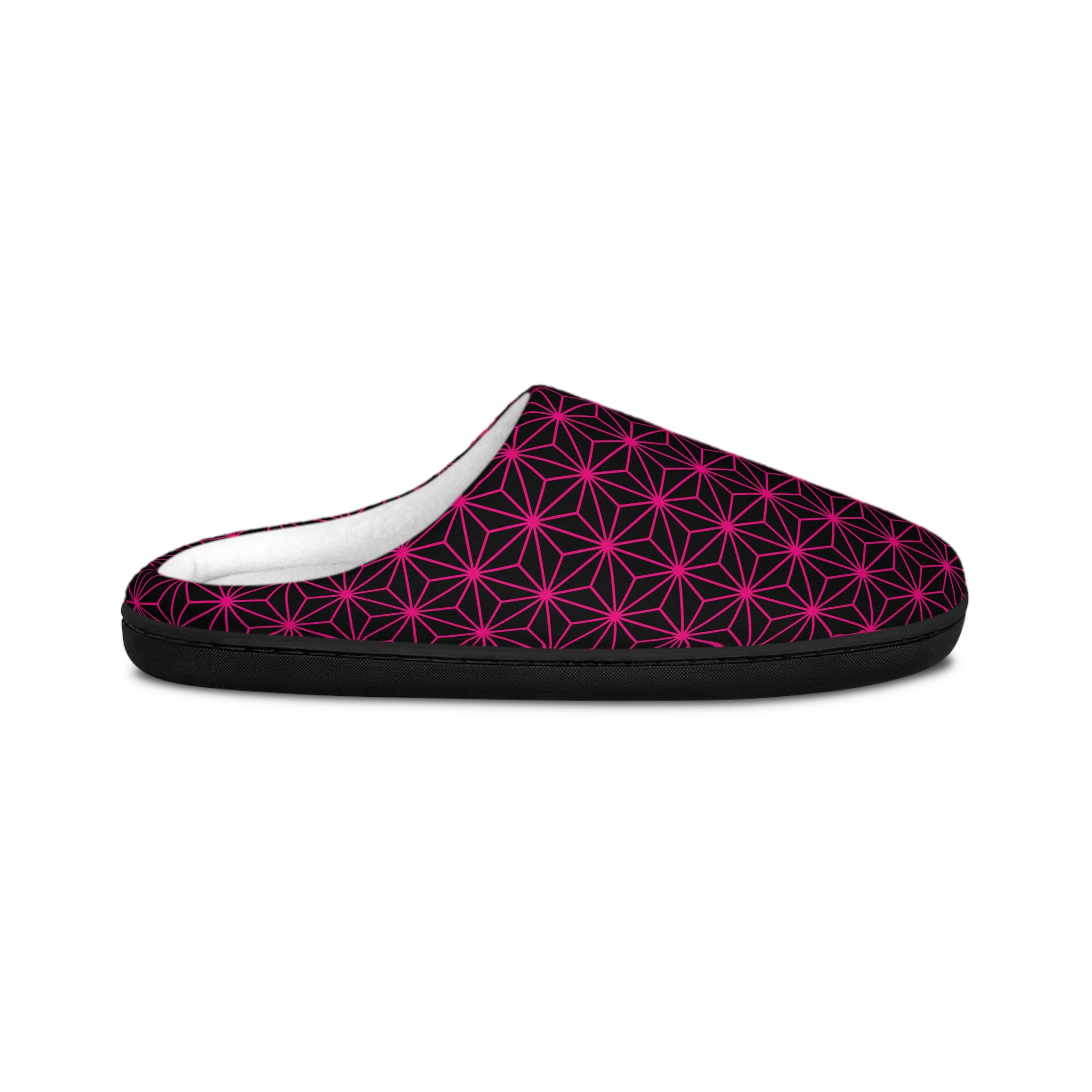 Indoor Slippers — Pink Asanoha Pattern Cozy Women's House Shoes