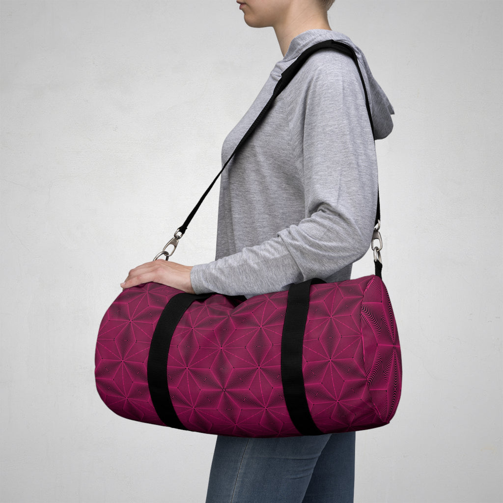 Asanoha Sacred Geometry Pattern Duffel Bag — Travel Gym Overnight Bag / Pink