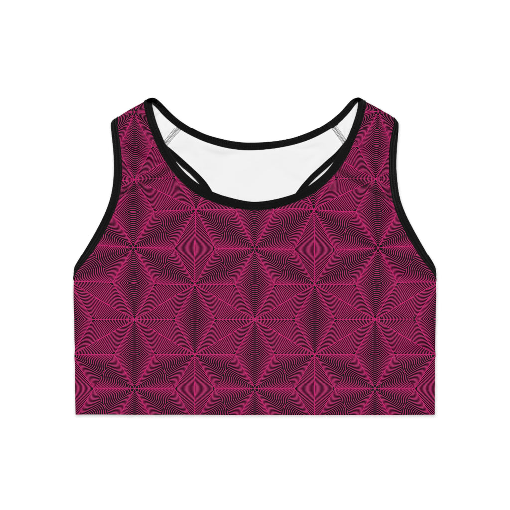 Asanoha Sacred Geometry Graphi / Stylish Sports Bra for Comfort and Performance / Pink