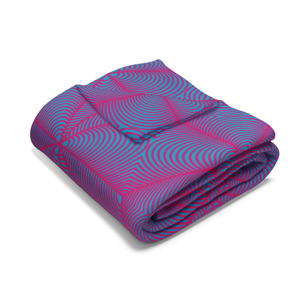 Arctic Fleece Blanket — Asanoha Sacred Geometry Graphi / Pink