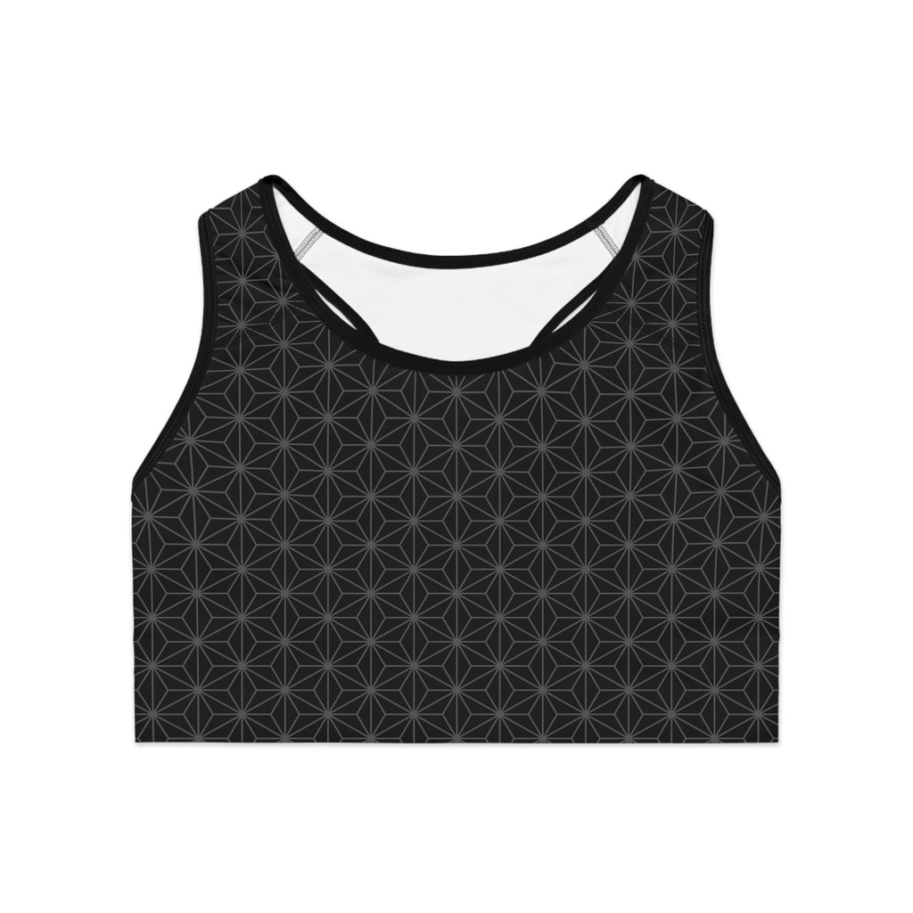 Asanoha Pattern / Stylish Sports Bra for Comfort and Performance / Black
