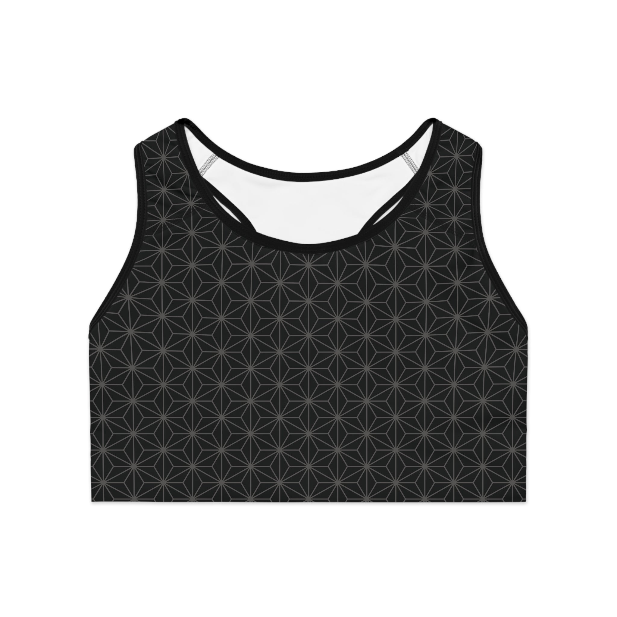 Asanoha Pattern / Stylish Sports Bra for Comfort and Performance / Black