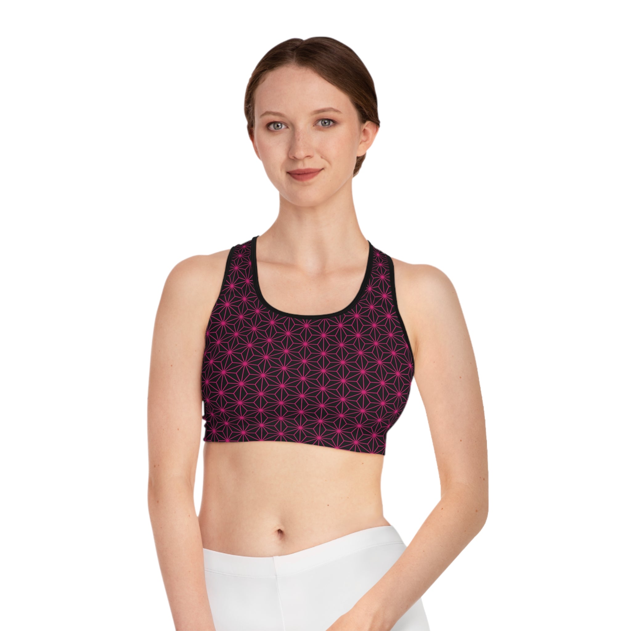 Asanoha Pattern / Stylish Sports Bra for Comfort and Performance / Pink