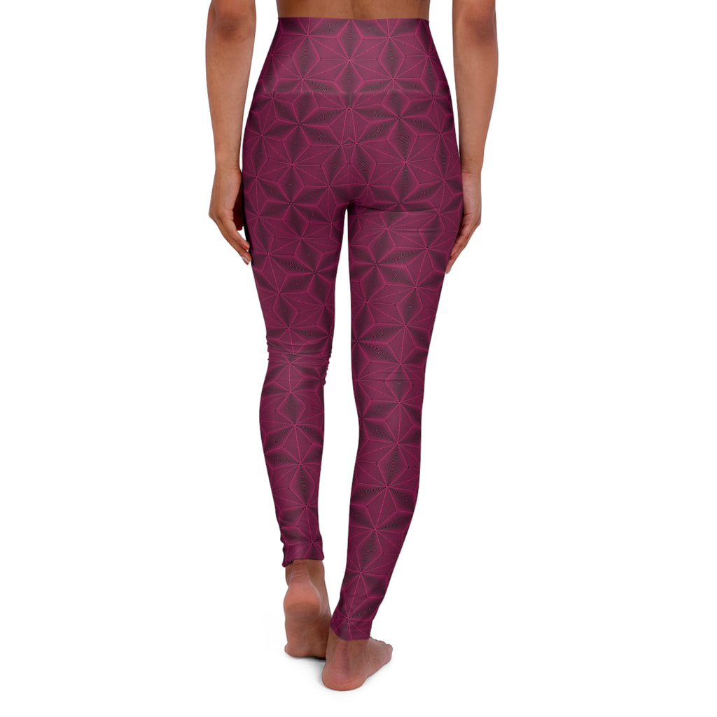 Asanoha Sacred Geometry Graphi / High Waisted Yoga Leggings / Pink