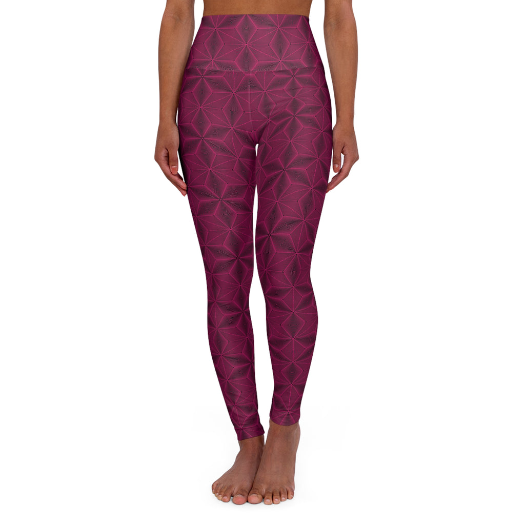 Asanoha Sacred Geometry Graphi / High Waisted Yoga Leggings / Pink