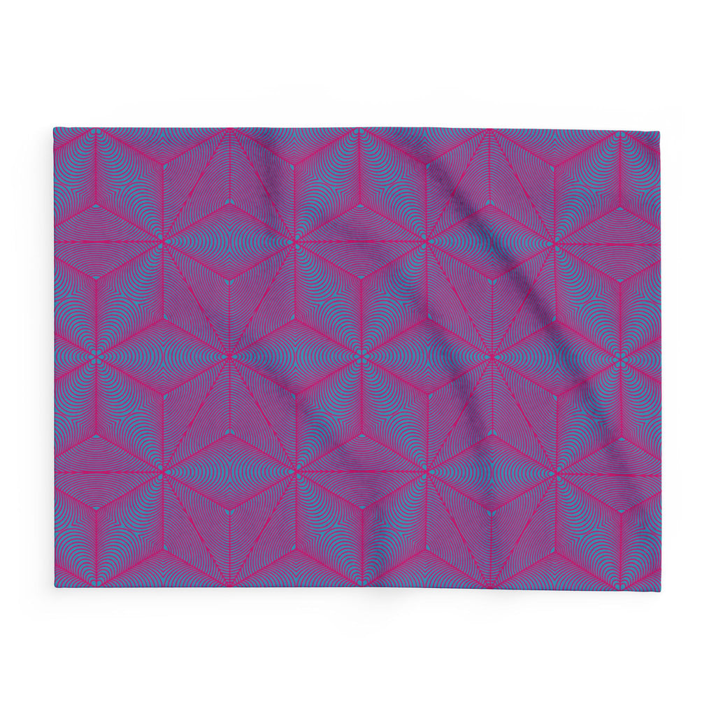 Arctic Fleece Blanket — Asanoha Sacred Geometry Graphi / Pink
