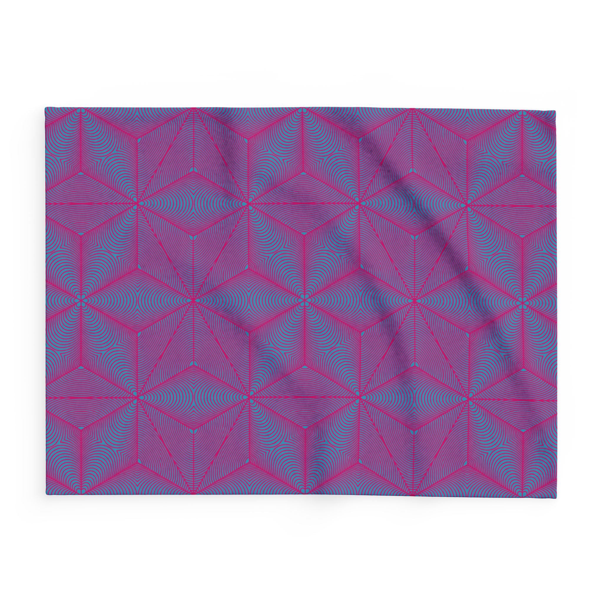 Arctic Fleece Blanket — Asanoha Sacred Geometry Graphi / Pink