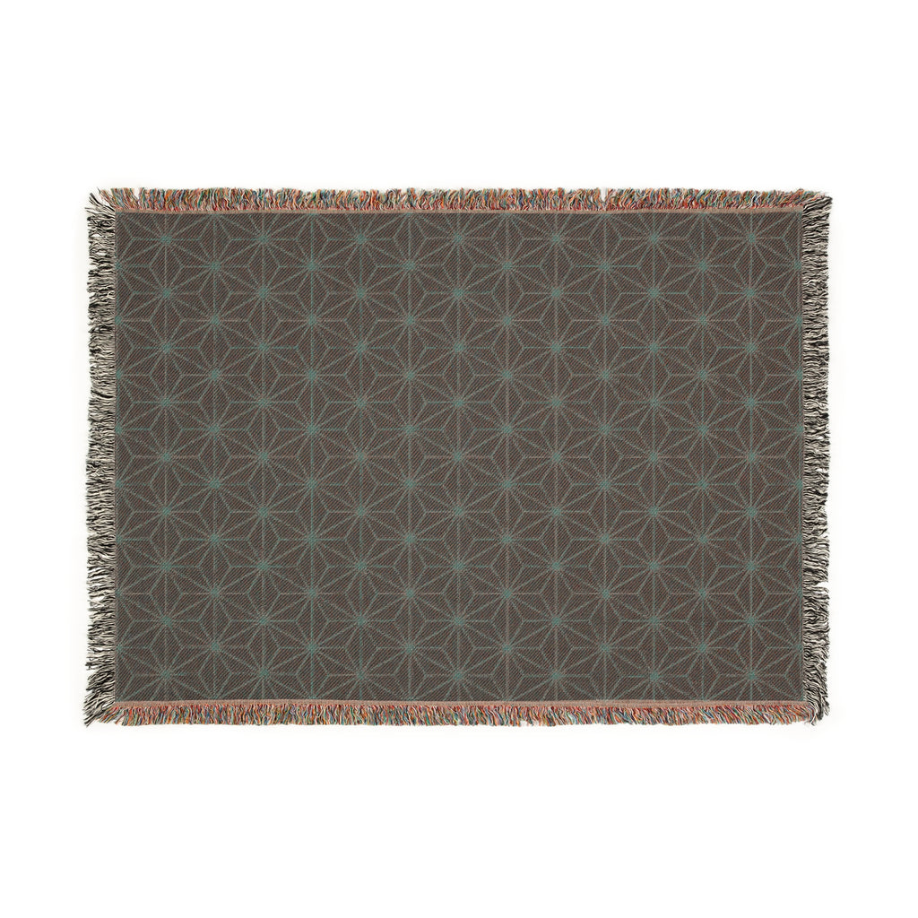 Woven Blanket — Asanoha Pattern Throw Blanket (Reversible Red & Gray Pattern)