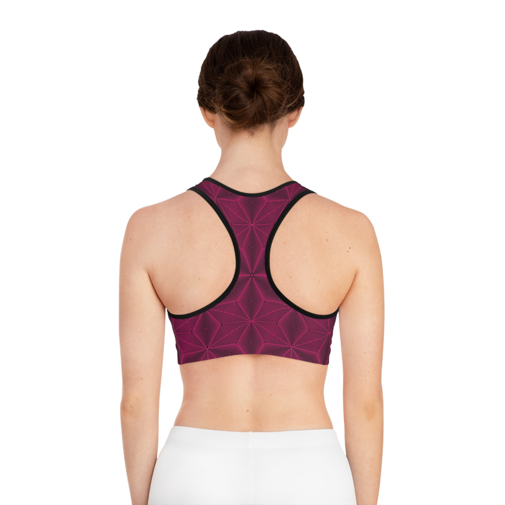 Asanoha Sacred Geometry Graphi / Stylish Sports Bra for Comfort and Performance / Pink