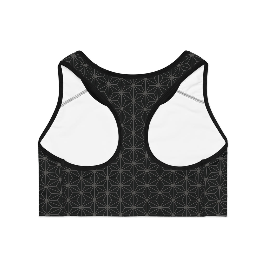 Asanoha Pattern / Stylish Sports Bra for Comfort and Performance / Black