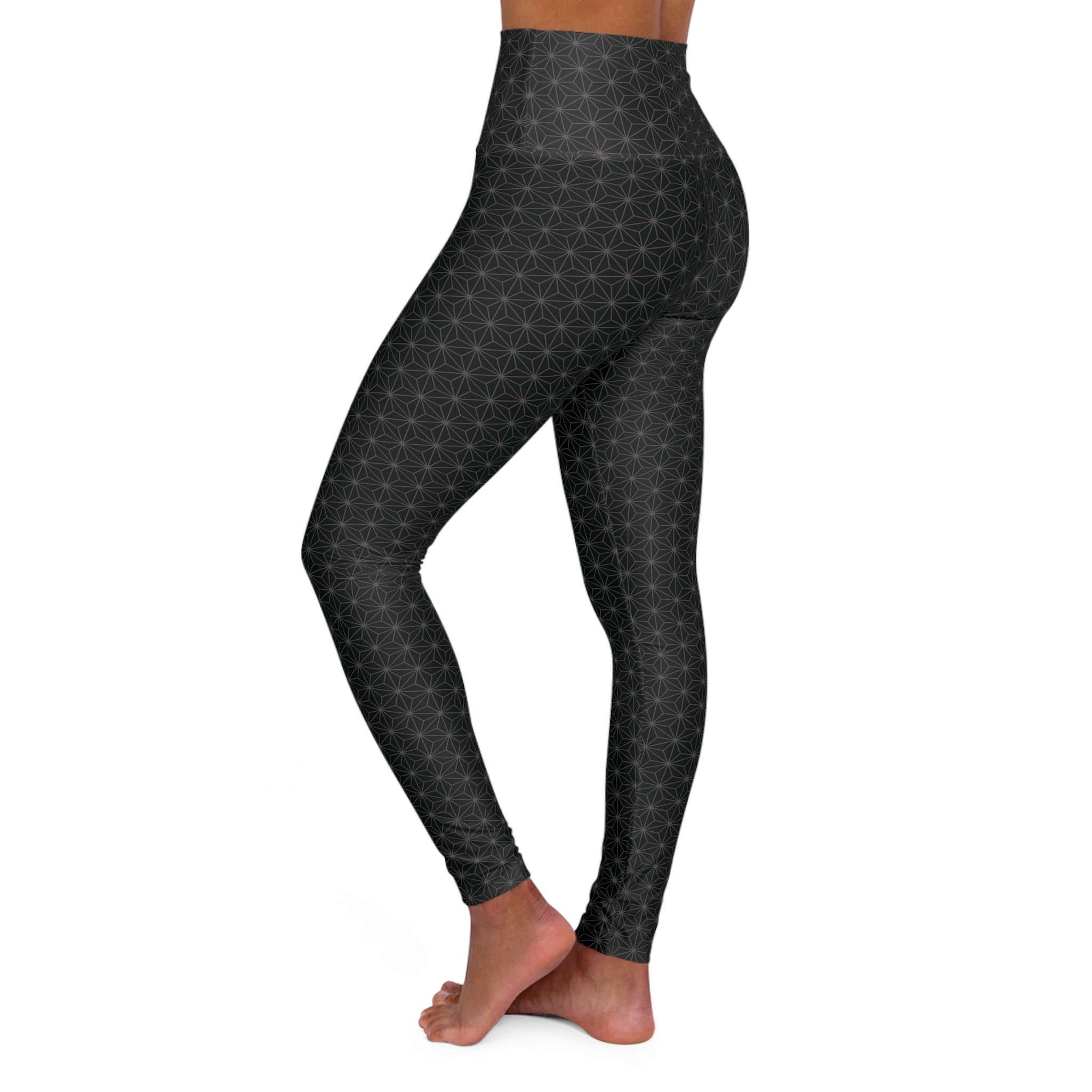 Asanoha Pattern  / High Waisted Yoga Leggings - Stylish Fitness Bottoms for Active Lifestyle, Exercise, Yoga, Athleisure, Gift for Fitness Lovers