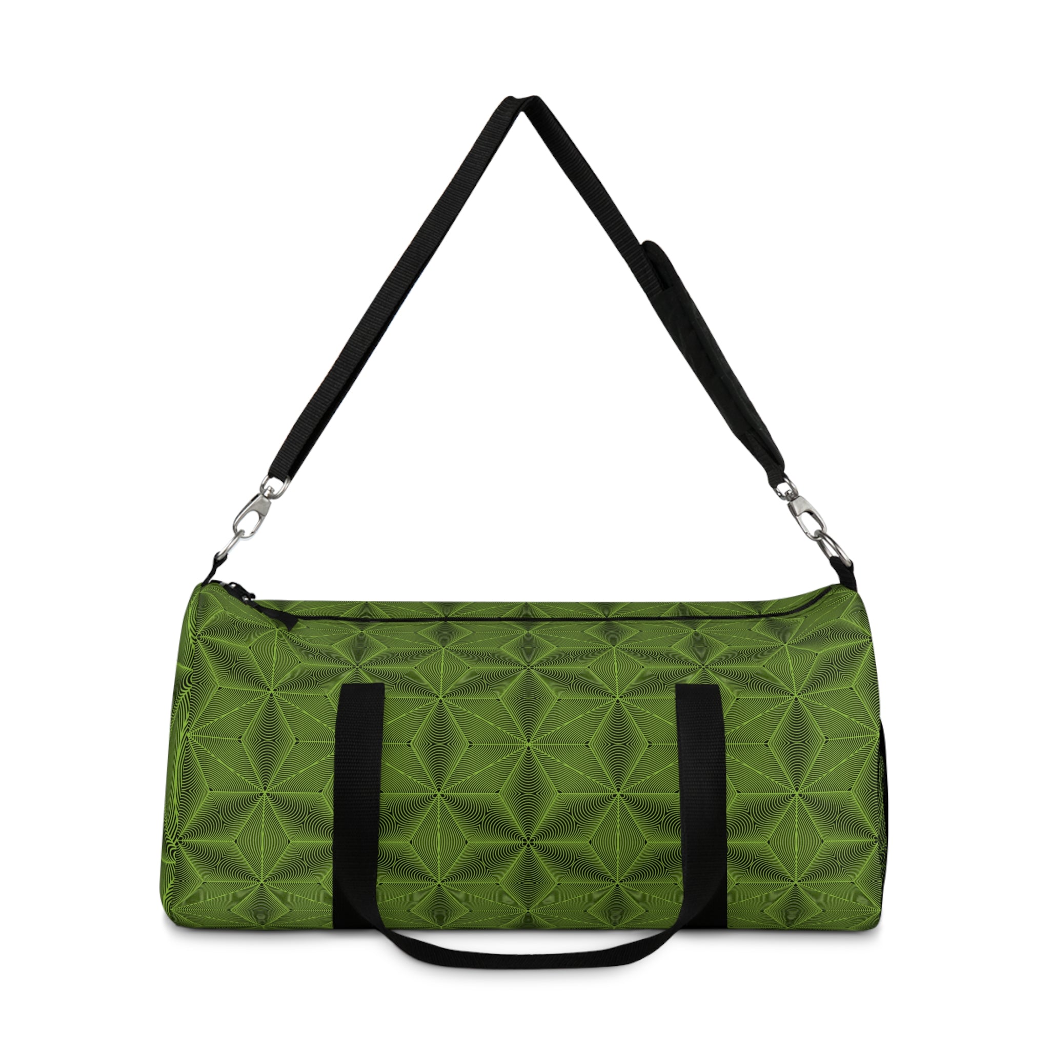 Asanoha Sacred Geometry Pattern Duffel Bag — Travel Gym Overnight Bag / Green