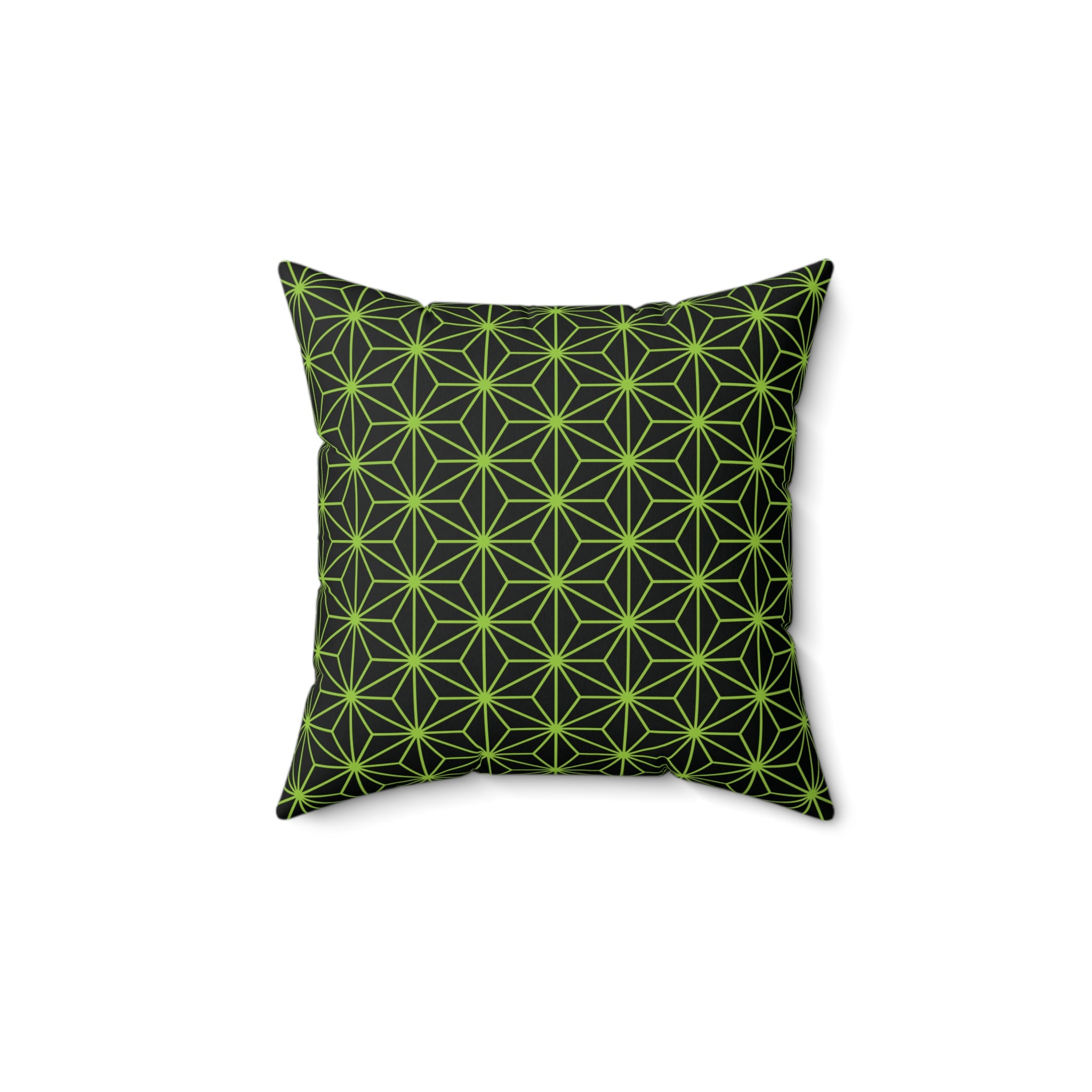 Asanoha pattern Green Starburst Throw Pillow