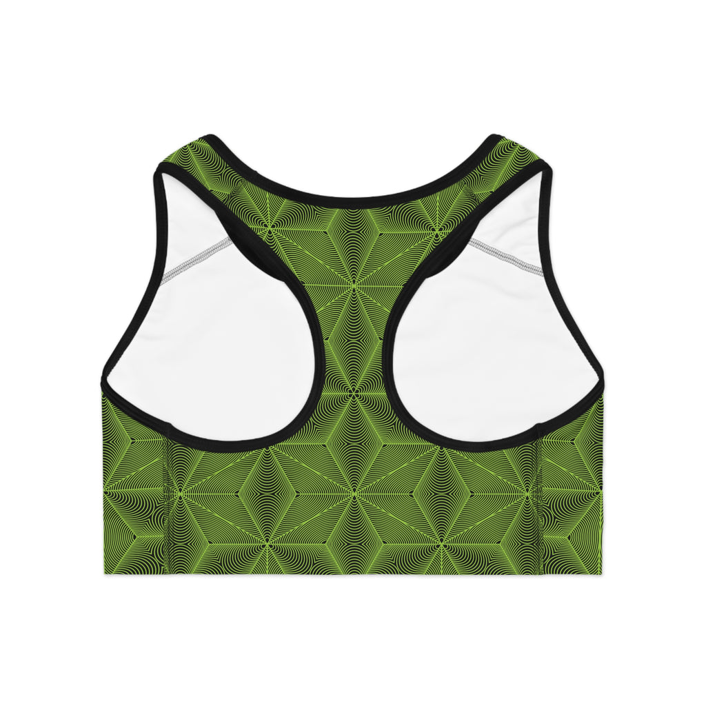 Asanoha Sacred Geometry Graphi / Stylish Sports Bra for Comfort and Performance / Green