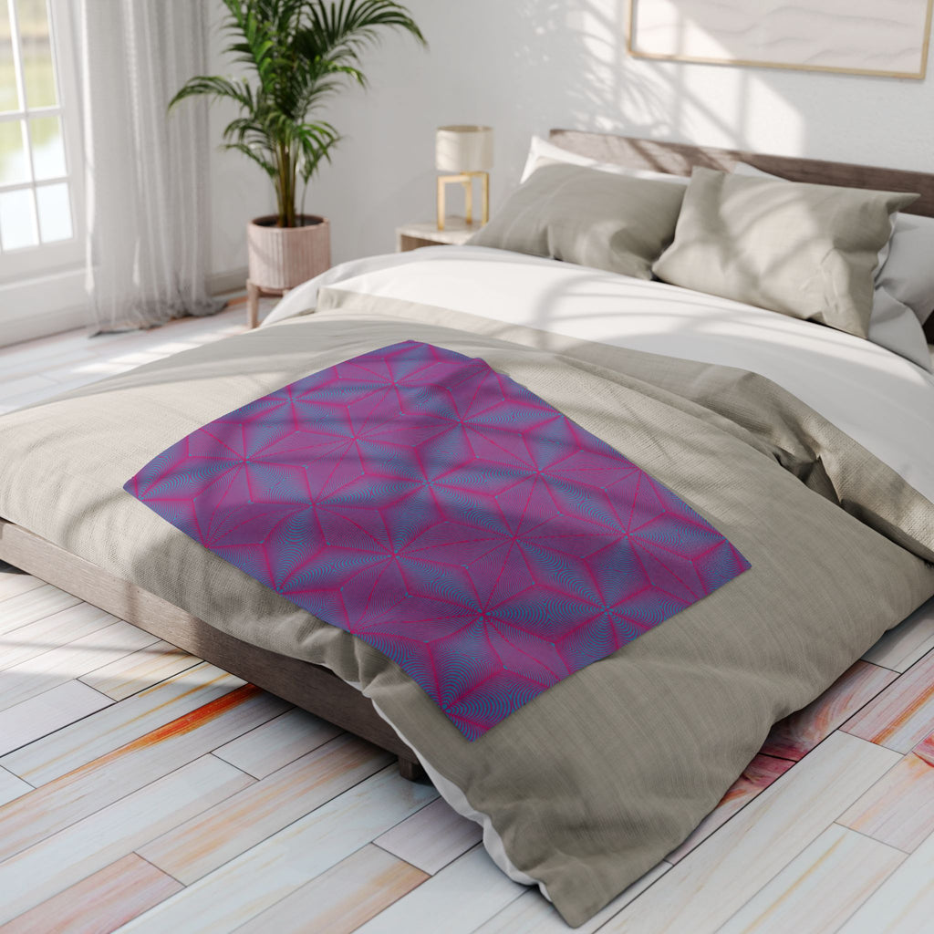Arctic Fleece Blanket — Asanoha Sacred Geometry Graphi / Pink