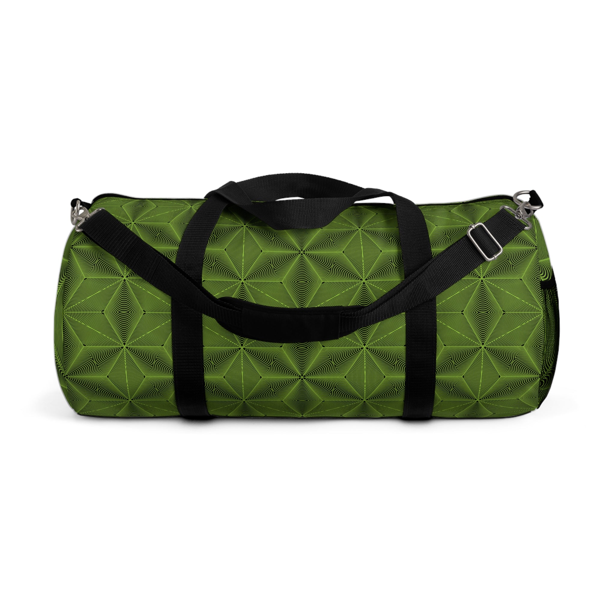 Asanoha Sacred Geometry Pattern Duffel Bag — Travel Gym Overnight Bag / Green