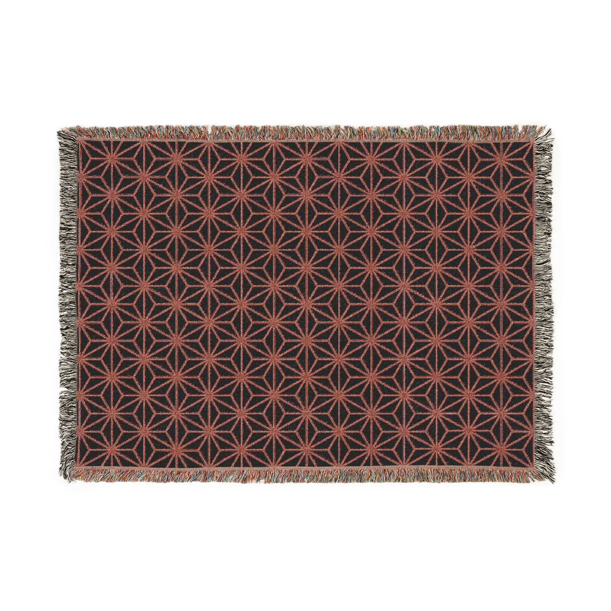 Woven Blanket — Asanoha Pattern Throw Blanket (Reversible Red & Gray Pattern)