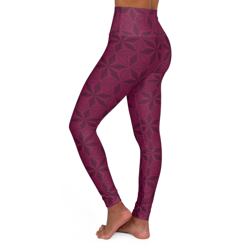 Asanoha Sacred Geometry Graphi / High Waisted Yoga Leggings / Pink