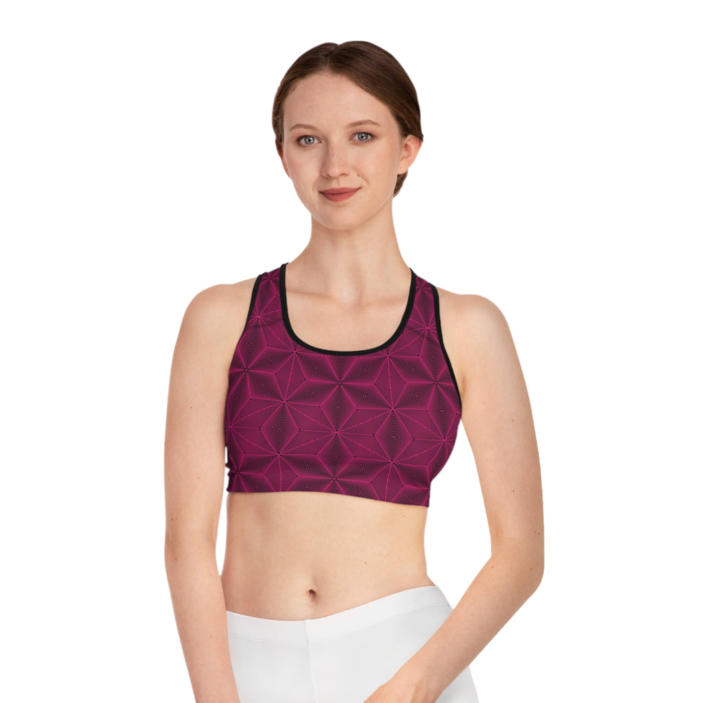 Asanoha Sacred Geometry Graphi / Stylish Sports Bra for Comfort and Performance / Pink