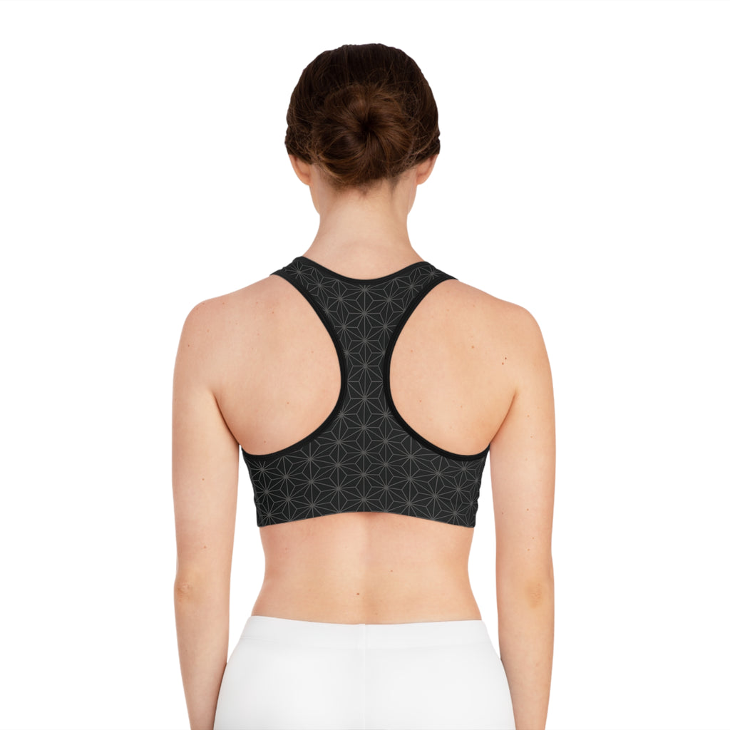 Asanoha Pattern / Stylish Sports Bra for Comfort and Performance / Black