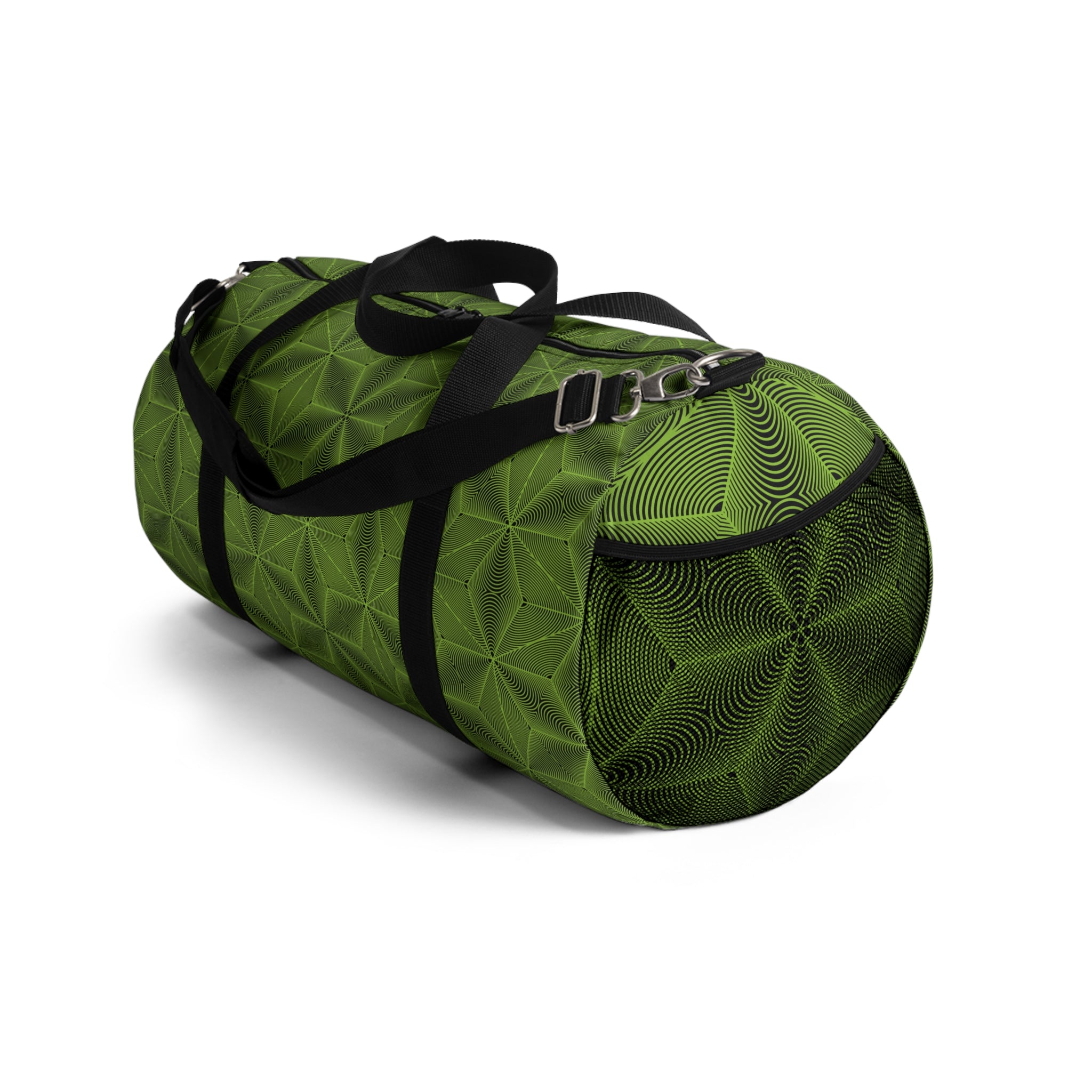 Asanoha Sacred Geometry Pattern Duffel Bag — Travel Gym Overnight Bag / Green