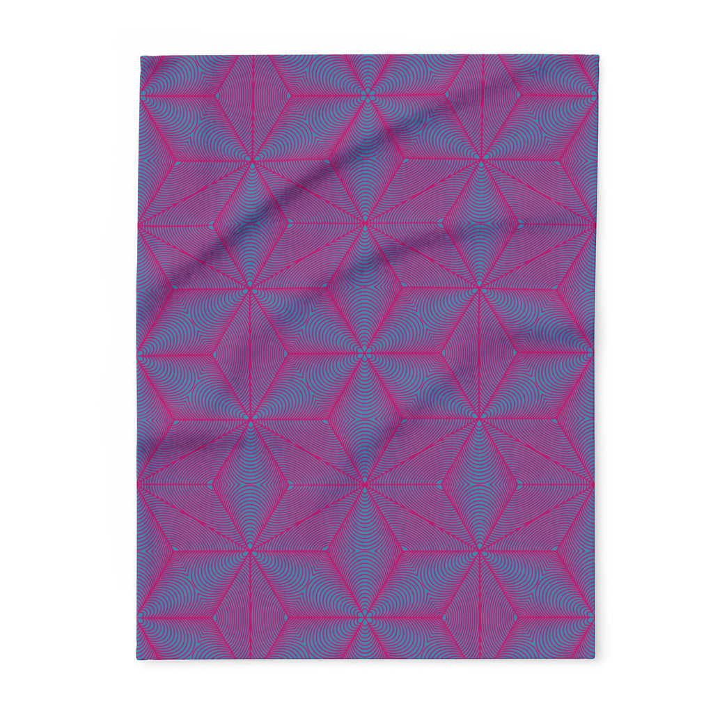 Arctic Fleece Blanket — Asanoha Sacred Geometry Graphi / Pink