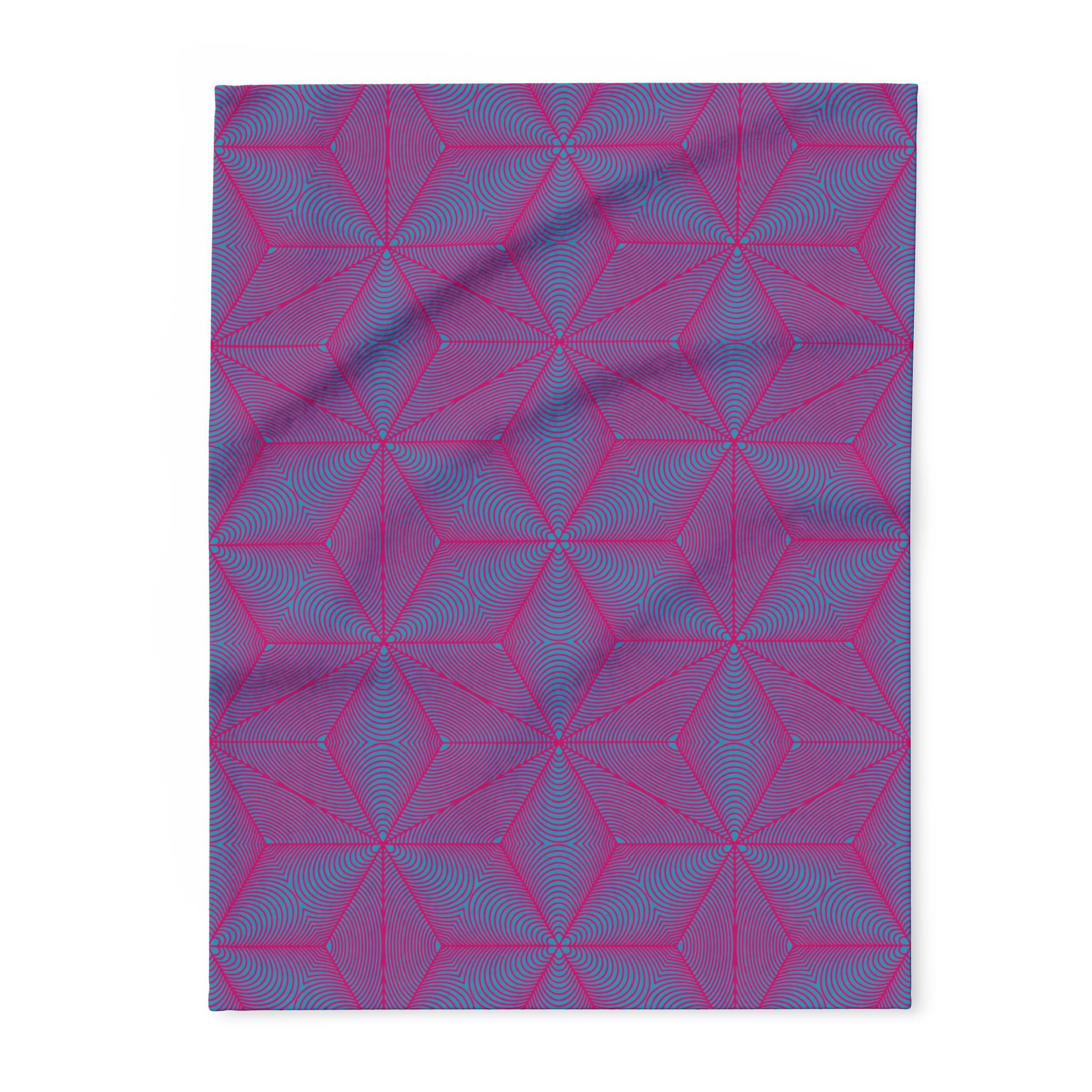 Arctic Fleece Blanket — Asanoha Sacred Geometry Graphi / Pink
